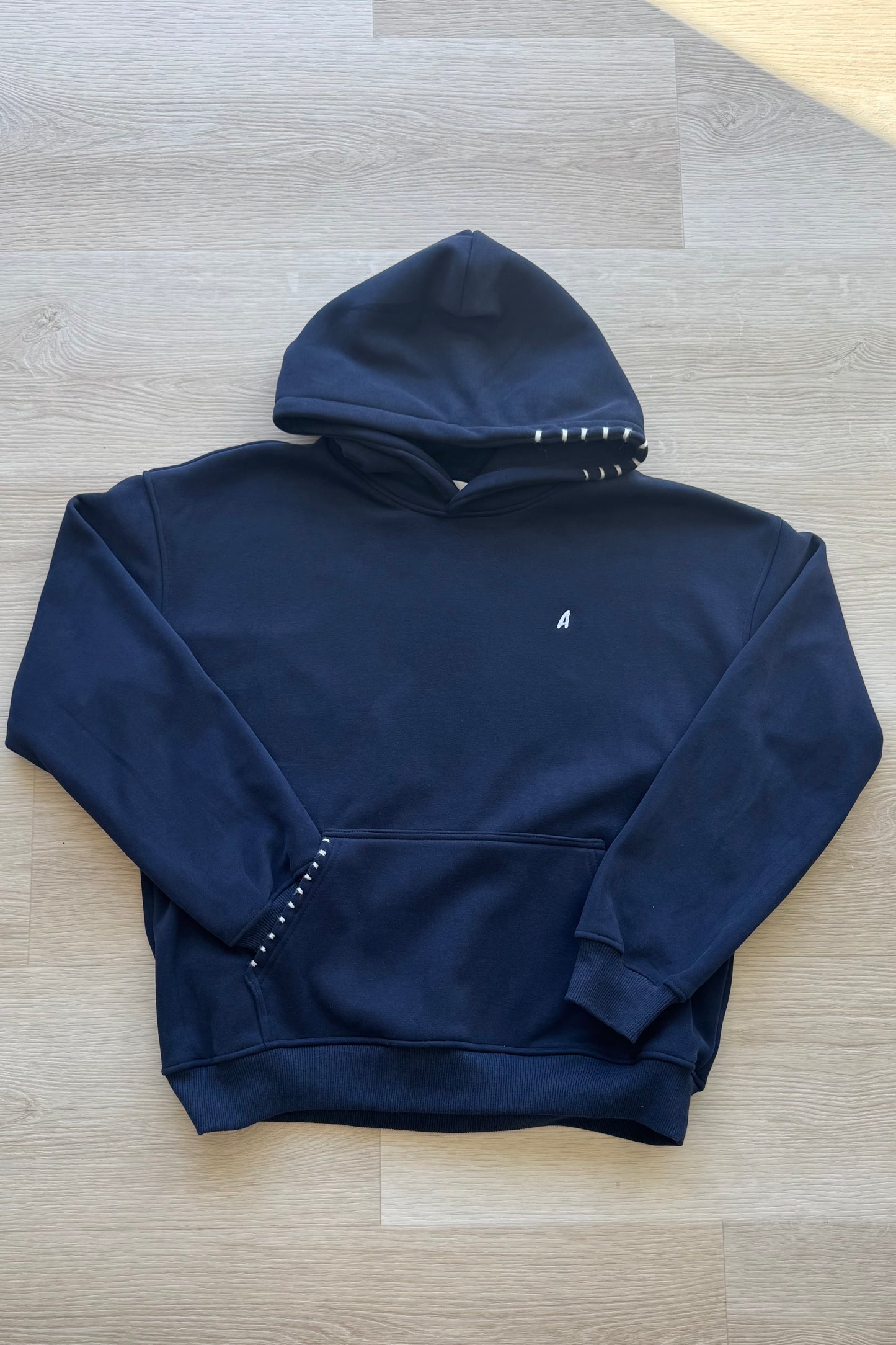 "Stitchwork" Hoodie in Ocean Navy