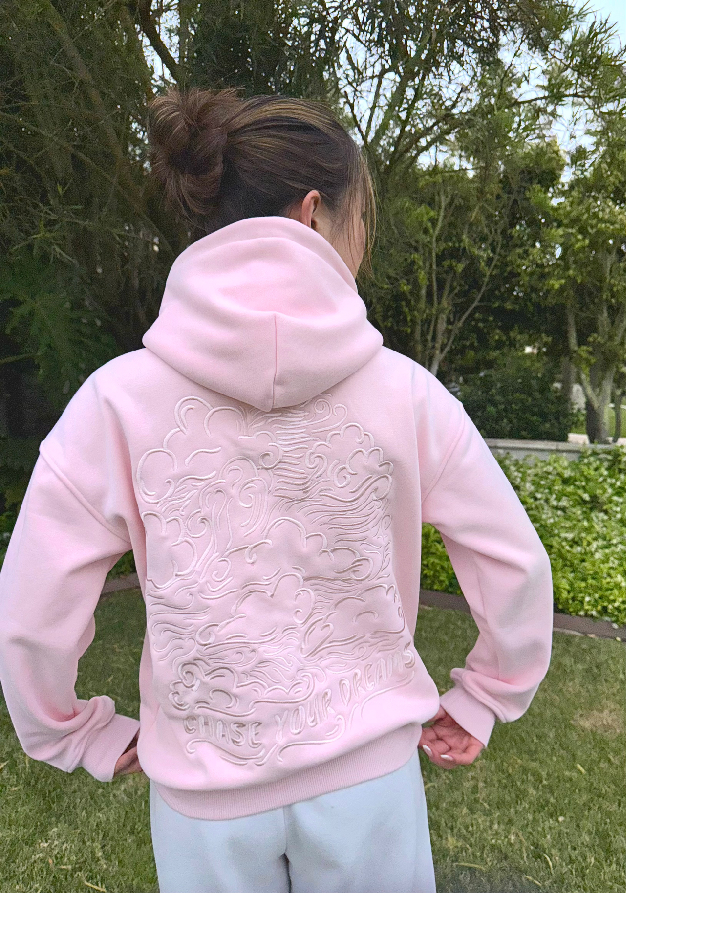 "Dream Chaser" Hoodie in Pillow Pink