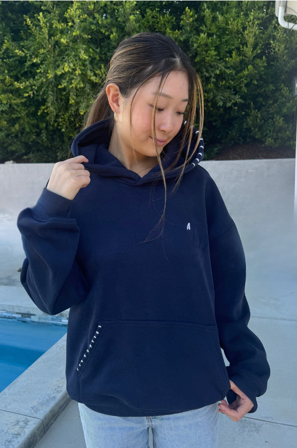 "Stitchwork" Hoodie in Ocean Navy