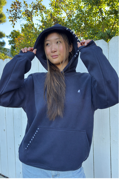 "Stitchwork" Hoodie in Ocean Navy