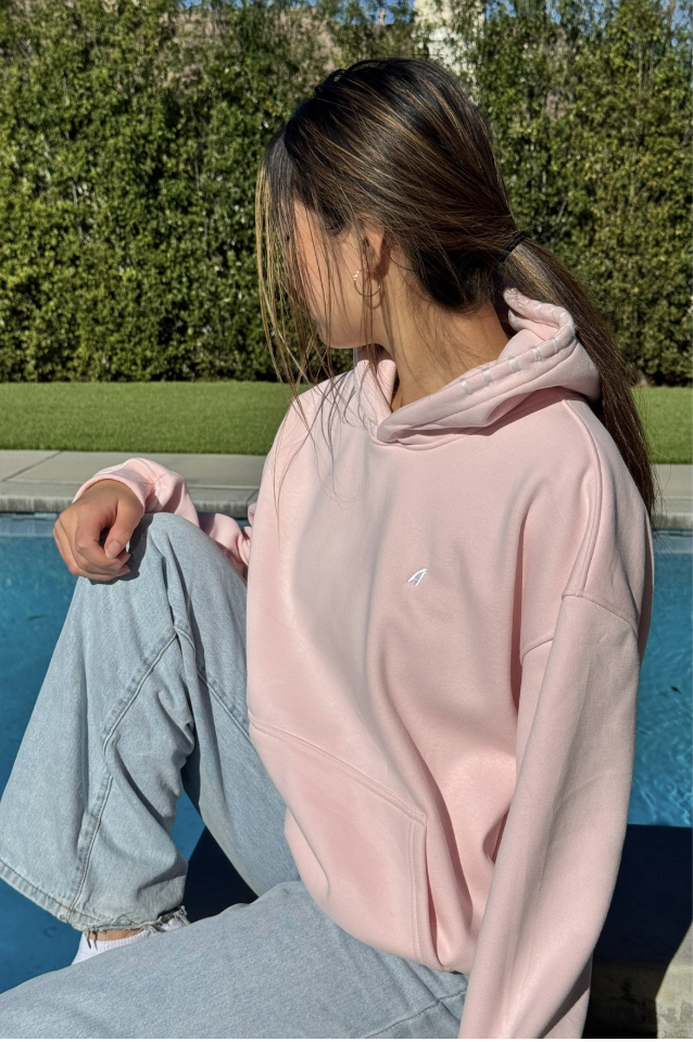 "Stitchwork" Hoodie in Pillow Pink