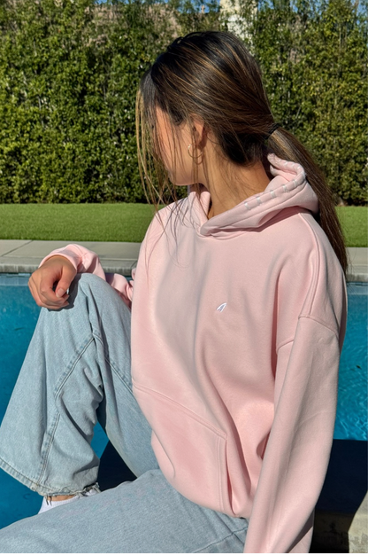 "Stitchwork" Hoodie in Pillow Pink