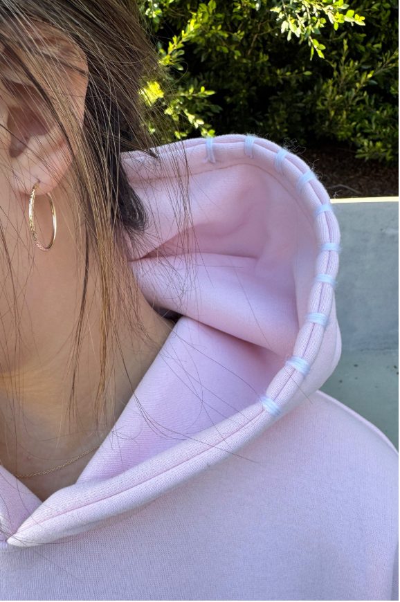 "Stitchwork" Hoodie in Pillow Pink