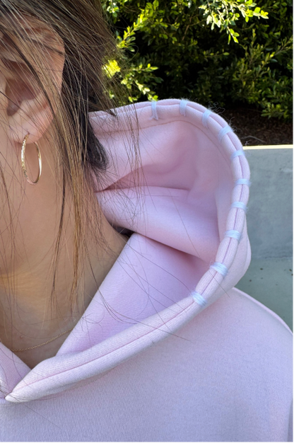 "Stitchwork" Hoodie in Pillow Pink