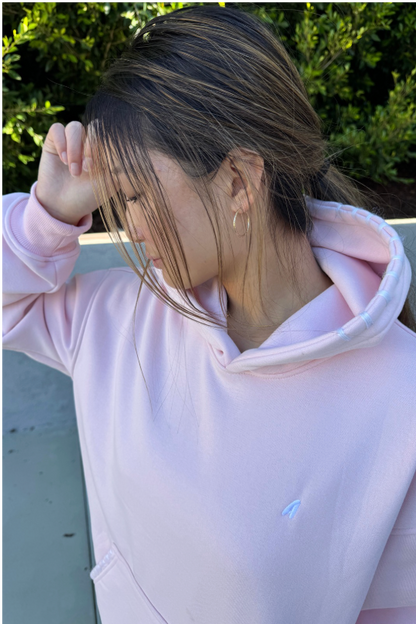 "Stitchwork" Hoodie in Pillow Pink